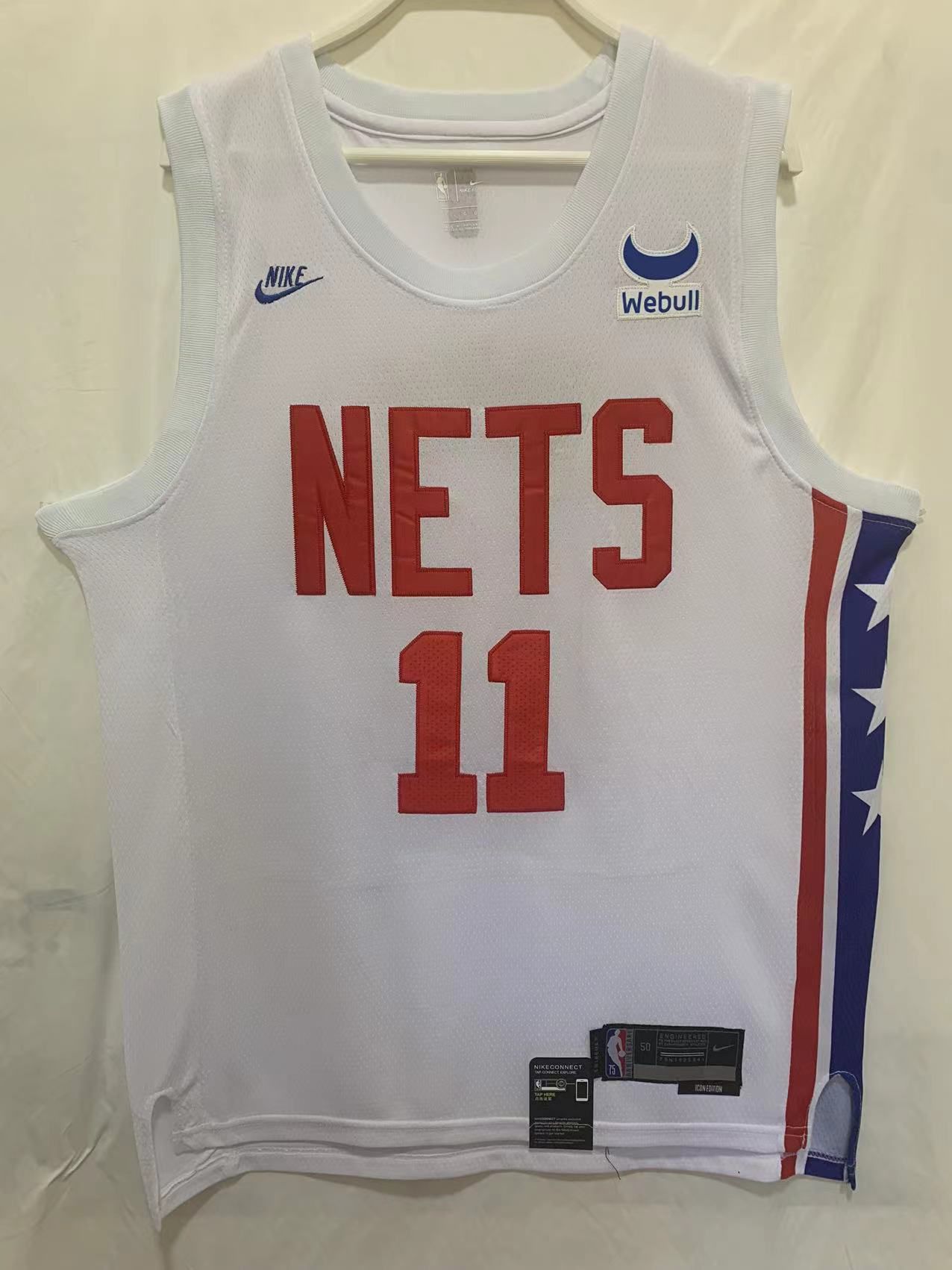Men Brooklyn Nets #11 Irving White Throwback Nike Season 22-23 NBA Jersey->brooklyn nets->NBA Jersey